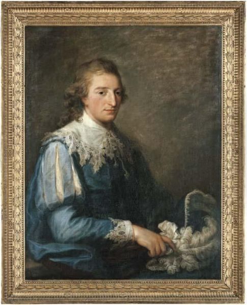 Portrait Of John Murray, Half-length, In Van Dyck Costume, Holding A Plumed Hat Oil Painting by Angelica Kauffmann