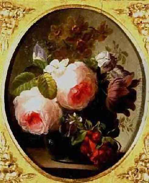 Roses and Other Flowers in a Vase Oil Painting by Jan van Os