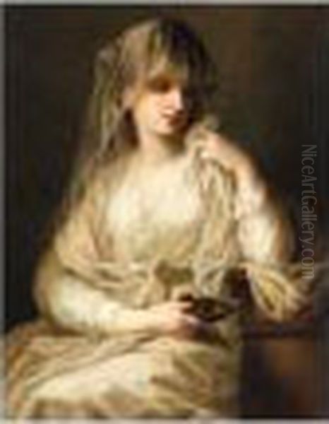 Portrait Of A Lady As Tuccia, The Vestal Virgin Oil Painting by Angelica Kauffmann