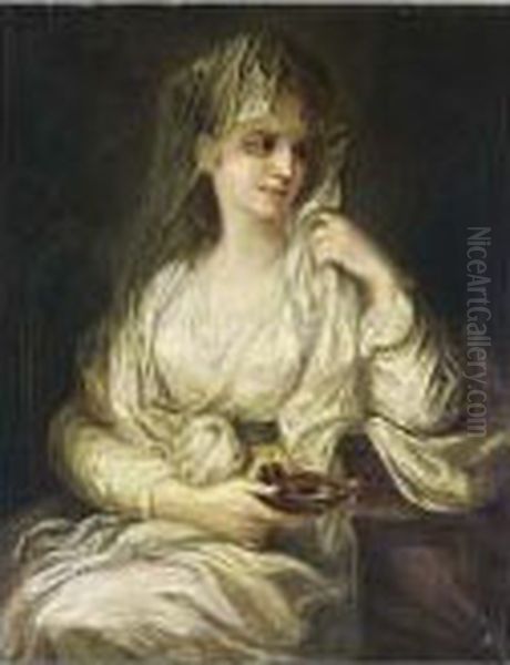 Porttrait Of A Lady As One Of The Vestal Virgins Oil Painting by Angelica Kauffmann