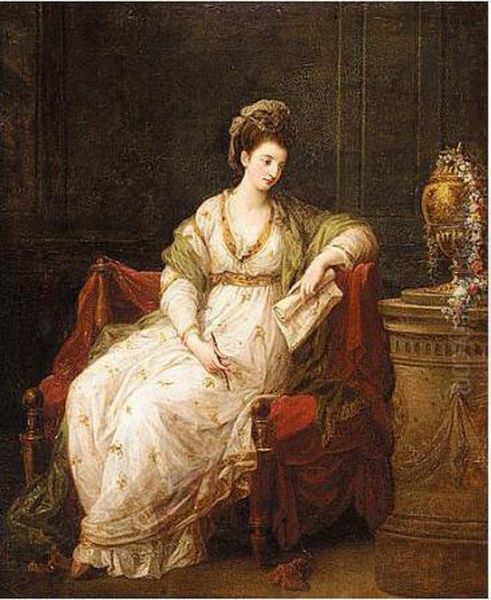 Portrait Of Louise Henrietta Campbell, Later Lady Scarlett, As The Muse Of Literature Oil Painting by Angelica Kauffmann