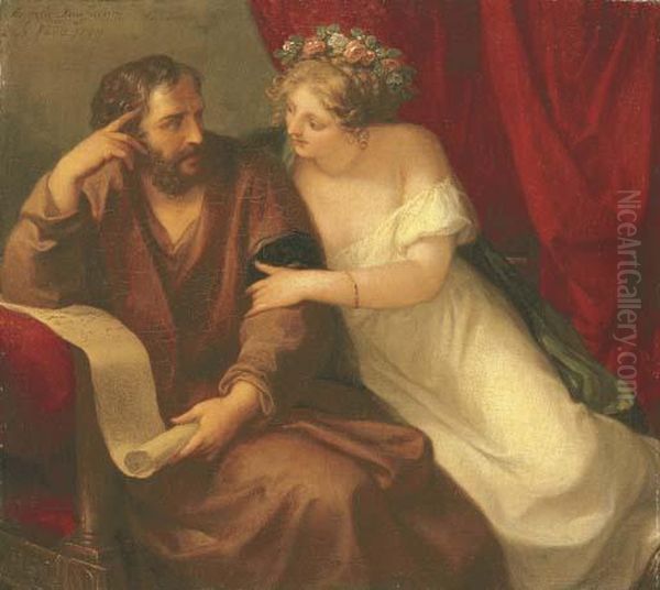 Phryne Seducing The Philosopher Zenokrates Oil Painting by Angelica Kauffmann