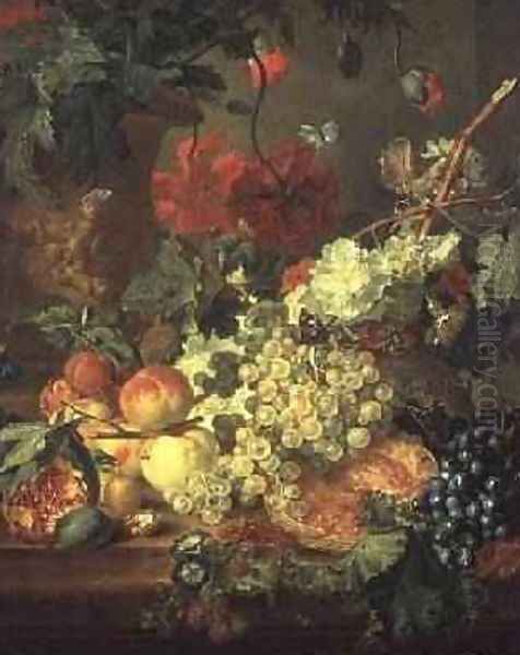 Fruit and Flowers, after J. van Huysum Oil Painting by Jan van Os