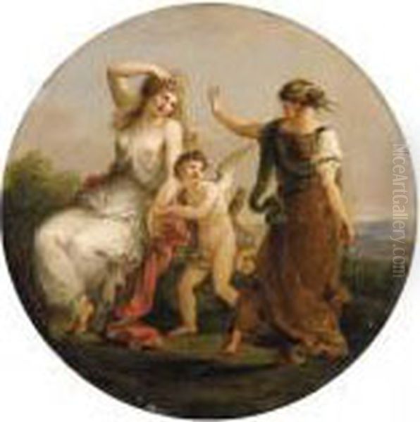 Die Schonheit, Gefesselt Von Der Liebe, Verlassen Von Der Klugheit Oil Painting by Angelica Kauffmann