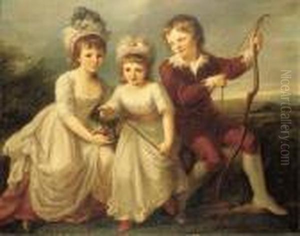 Group Portrait Of The Spencer Children Oil Painting by Angelica Kauffmann