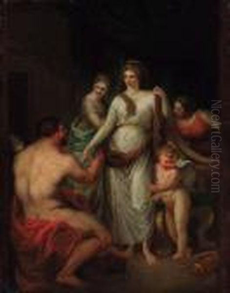 Hercules And Omphale Oil Painting by Angelica Kauffmann