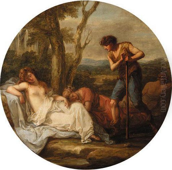 The Triumph Of Venus; Cimon And Iphigenia Oil Painting by Angelica Kauffmann