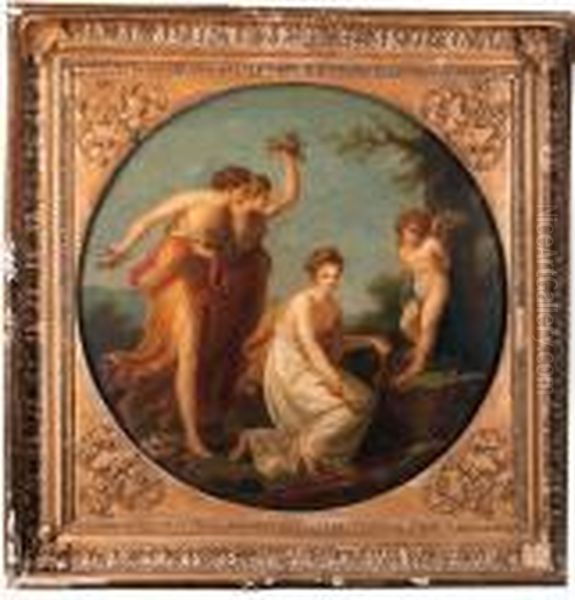 The Disarming Of Cupid Oil Painting by Angelica Kauffmann