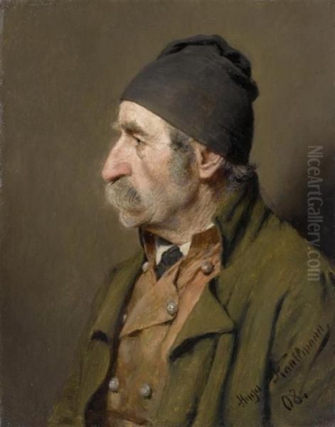 Peasant Wearing A Bonnet Oil Painting by Hugo Kauffmann