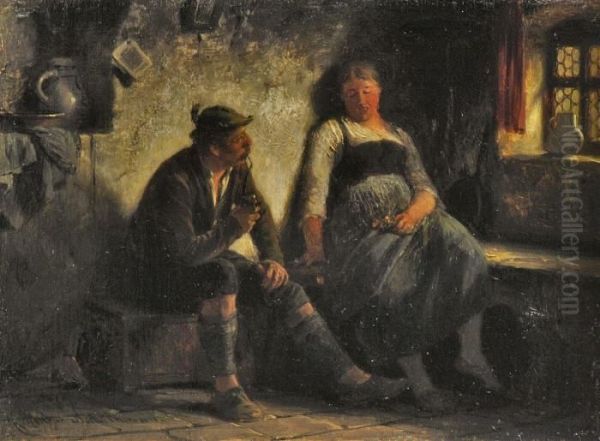 Bursch Und Madel Oil Painting by Hugo Kauffmann