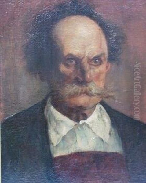 Portrait Einesschnauzbartigen Mannes Mit Wirrem Oil Painting by Hugo Kauffmann