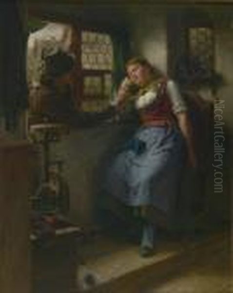 Der Gestorte Schlummer. Oil Painting by Hugo Kauffmann