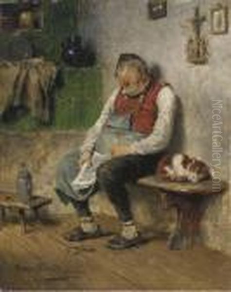 Eingeschlafener Wirt: Dozing Off Oil Painting by Hugo Kauffmann