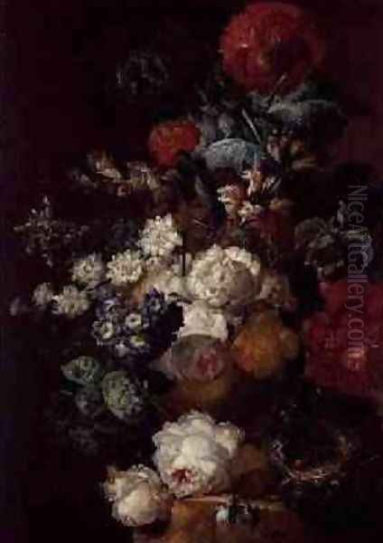 Still Life with Flowers and a Birds Nest Oil Painting by Jan van Os