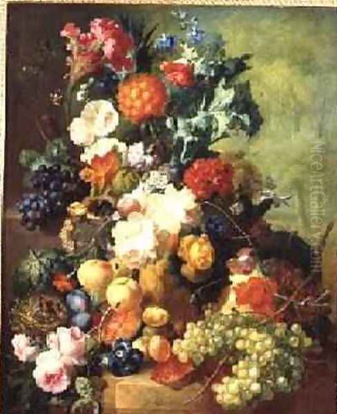 Still Life with Flowers and Fruit Oil Painting by Jan van Os