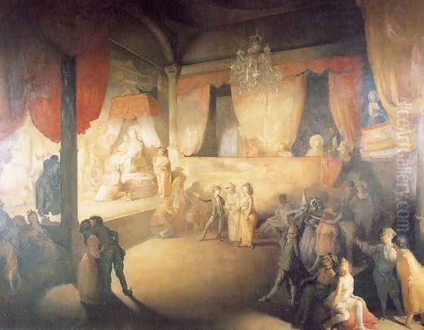 Play Scene from Hamlet, Houghton Hall, Norfolk Oil Painting by Willam Orpen