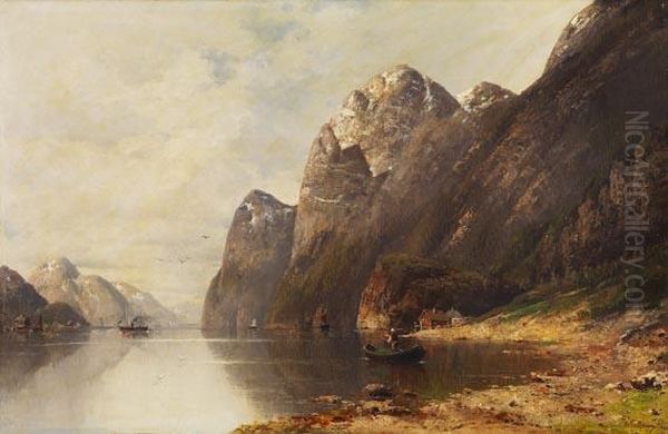 Fjordlandschaft Oil Painting by Adolf Kaufmann