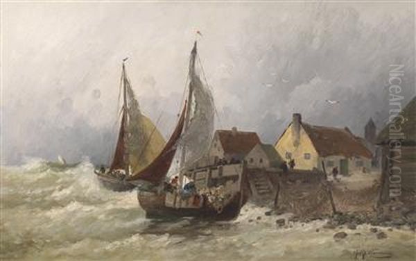 At The Dutch Seaside Near Monkhuizen Oil Painting by Adolf Kaufmann