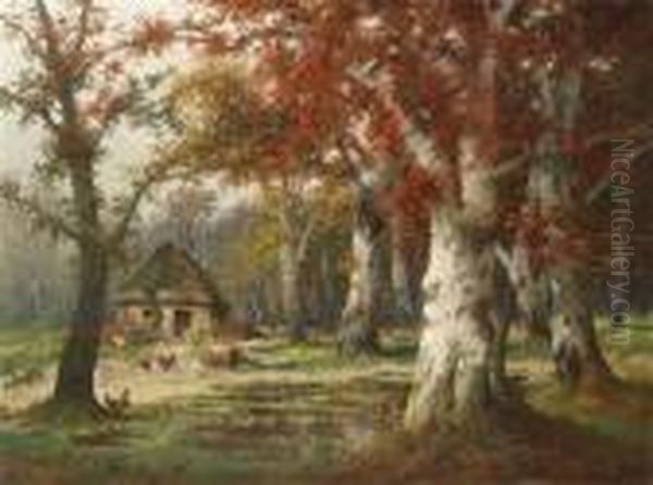 Autumn Forest Oil Painting by Adolf Kaufmann