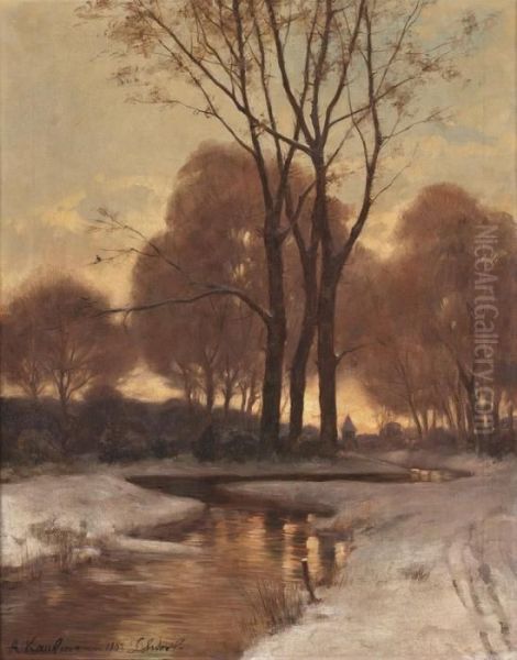 Winterlandschaft Mit Dorfansicht Oil Painting by Adolf Kaufmann