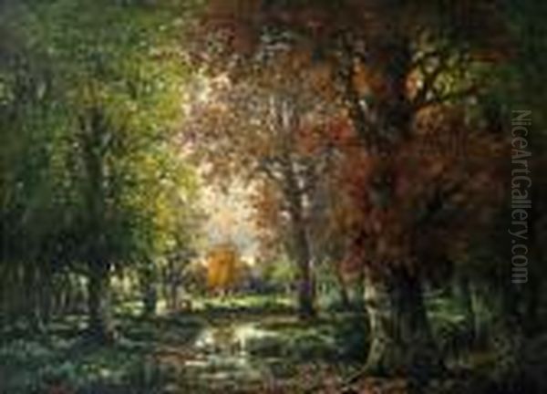 Herbstwald Oil Painting by Adolf Kaufmann