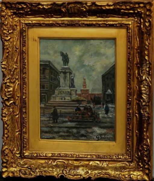 Scorcio Di Milano Col Castello Sullo Sfondo Oil Painting by Adolf Kaufmann