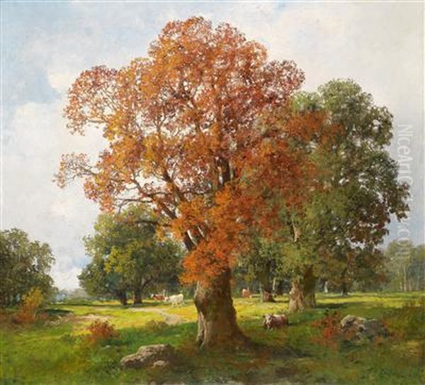 Herbstliche Weidelandschaft Oil Painting by Adolf Kaufmann