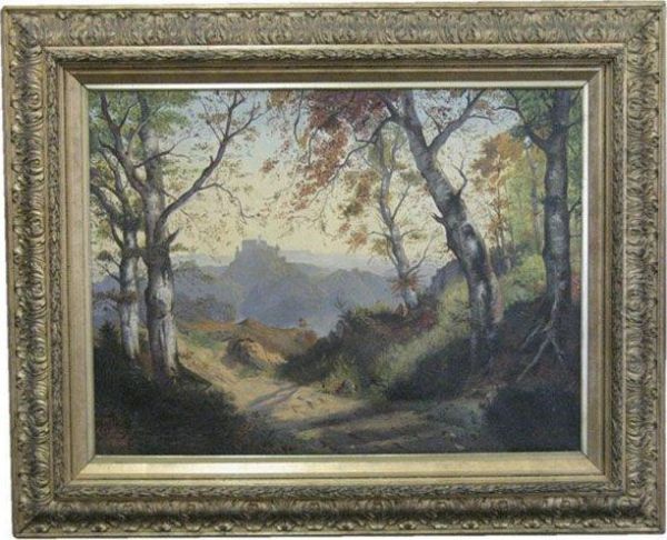 Weite Landschaft Mit Burg Oil Painting by Adolf Kaufmann