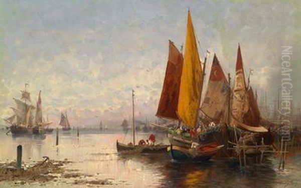 Im Hafen Oil Painting by Adolf Kaufmann