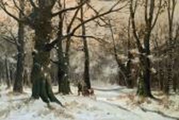 Winterwald Oil Painting by Adolf Kaufmann