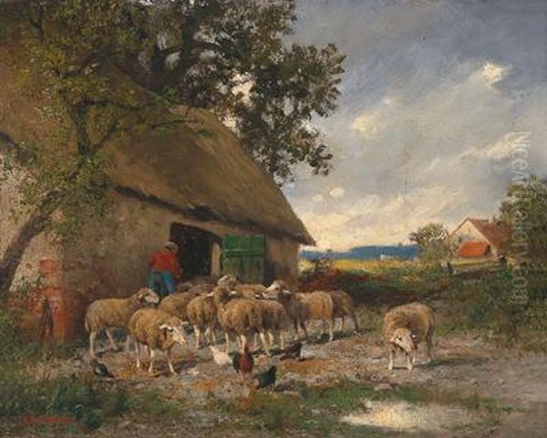 Return Of The Flock Oil Painting by Adolf Kaufmann