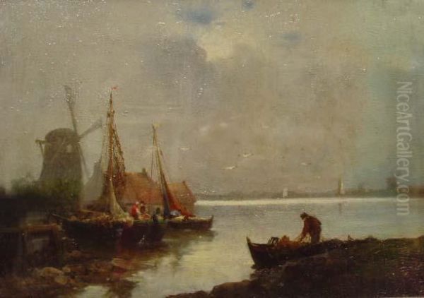 Fischereihafen In Holland Oil Painting by Adolf Kaufmann