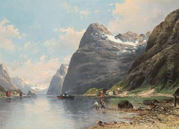 Fjordlandschaft Oil Painting by Adolf Kaufmann