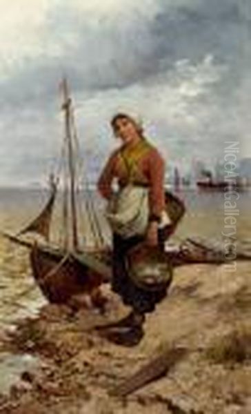 Madchen Im Hafen Oil Painting by Adolf Kaufmann