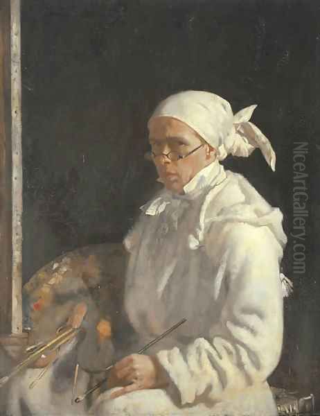 The Painter; self-portrait with glasses Oil Painting by Willam Orpen