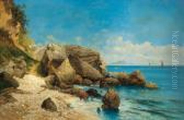 Strandpartie Auf Capri Oil Painting by Adolf Kaufmann