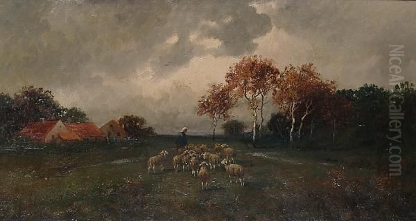 The Path Home. Oil Painting by Adolf Kaufmann