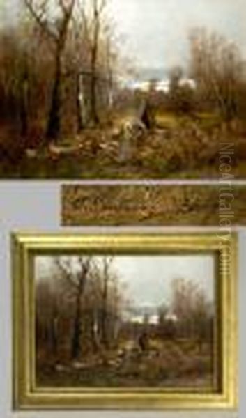 Romantische Herbstliche Waldlandschaft Oil Painting by Adolf Kaufmann