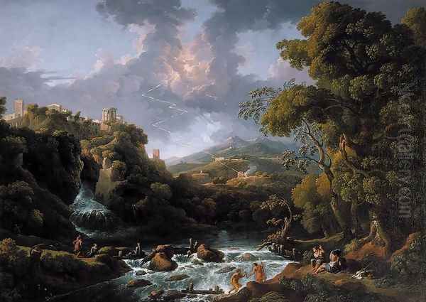 A Scene in the Roman Campagna c. 1736 Oil Painting by Jan Frans Van Bloemen (Orizzonte)