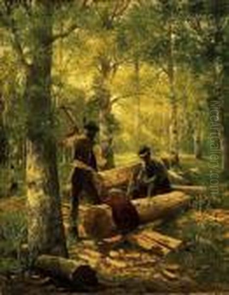 In The Forest Oil Painting by Adolf Kaufmann