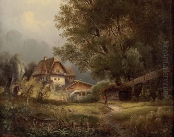 Idyllische Landschaft Oil Painting by Karl Kaufmann