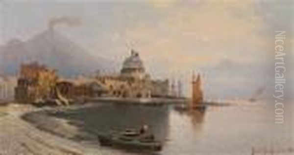 Torre Del Greco Near The Gulf Of Naples Oil Painting by Karl Kaufmann