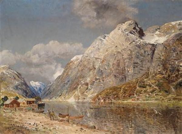 Afjord Landscape Oil Painting by Karl Kaufmann