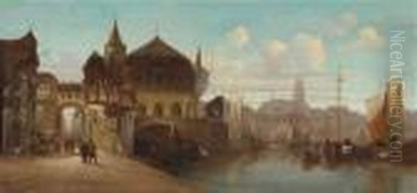 Port Scene Oil Painting by Karl Kaufmann