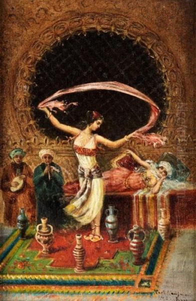 Tanzende Odaliske Im Harem Oil Painting by Karl Kaufmann