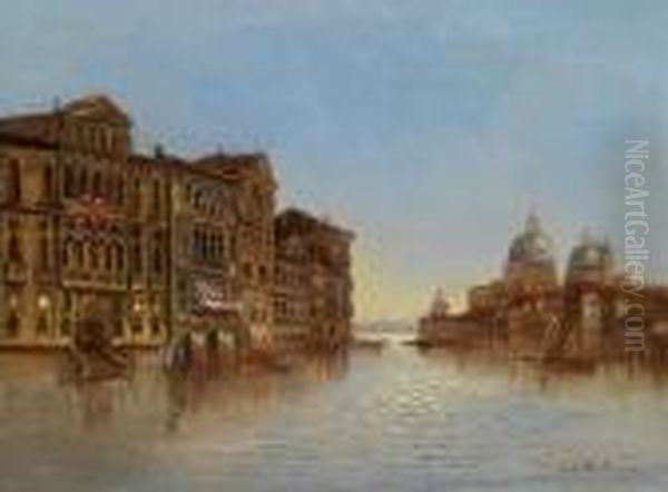 Scene Of Venice With A View Of The Santa Maria Della Salute Oil Painting by Karl Kaufmann