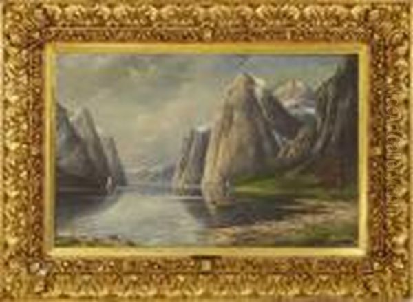 Bergslandskap Oil Painting by Karl Kaufmann