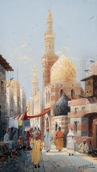 Middle Eastern Street Scene Oil Painting by Karl Kaufmann