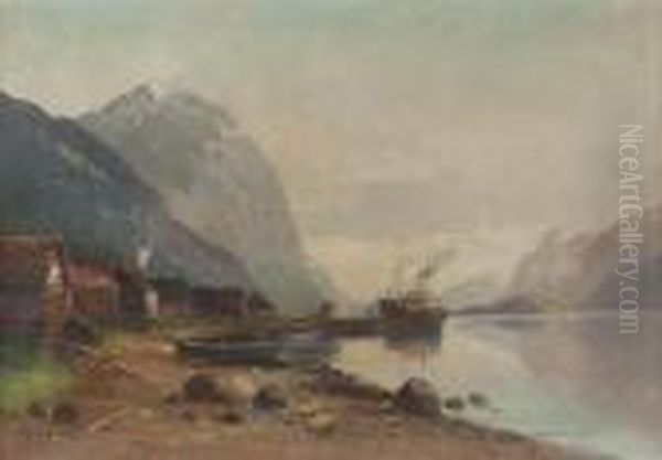 Fjordlandschaft Oil Painting by Karl Kaufmann