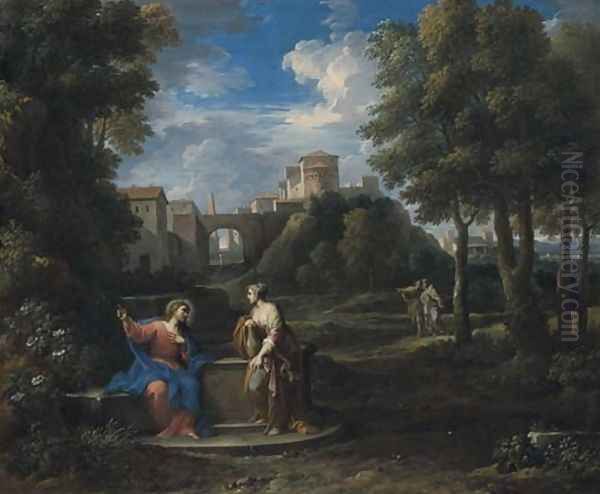 Paesaggio classico con Cristo e la Samaritana Oil Painting by Jan Frans Van Bloemen (Orizzonte)